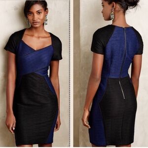 Maeve Asymmetrical Blue and Black Cocktail Dress